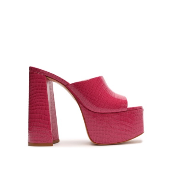 Schutz - Pink Snake Platform Heels Sz 7 - Picture 1 of 6